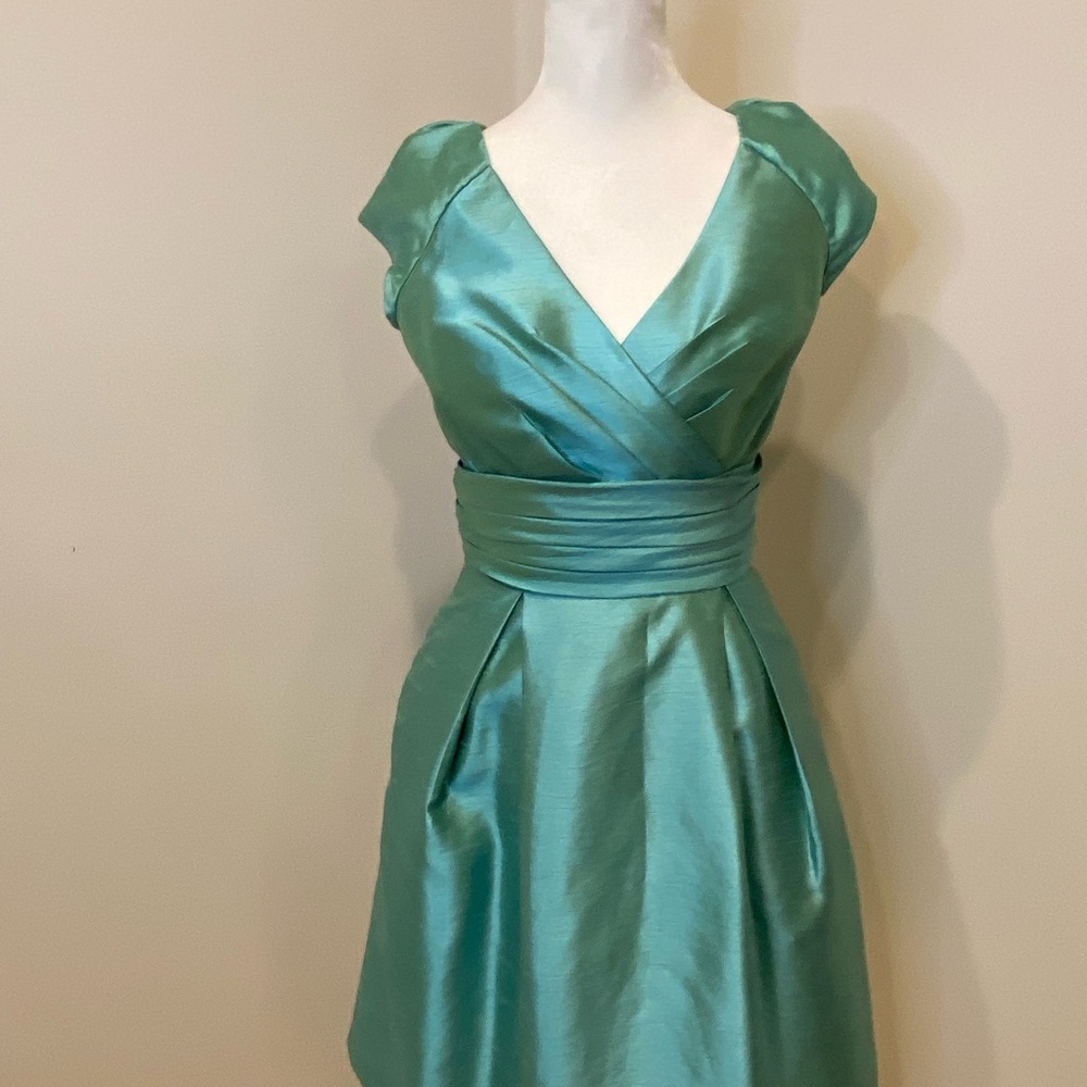 Chic Satin Wrap Dress in Teal